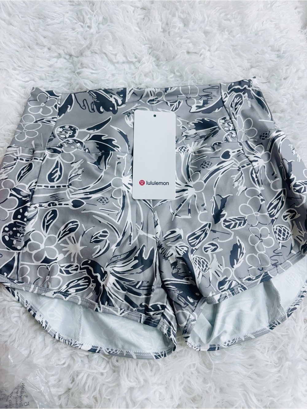 lululemon athletica Gray Floral Athletic Shorts